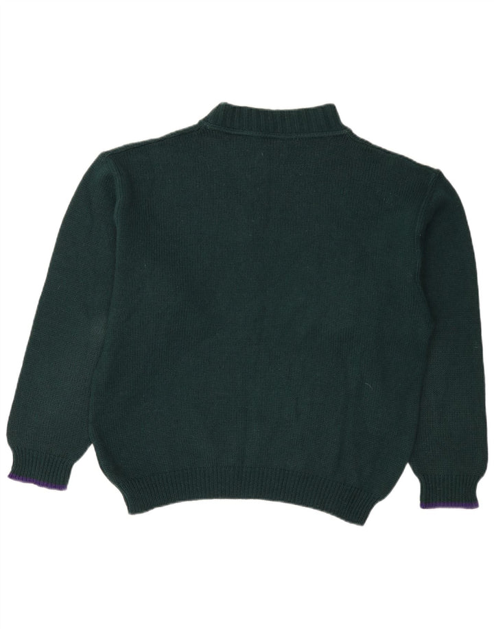 Vintage γυναικείο πουλόβερ με λαιμό χελώνα UK 14 Large Green Wool