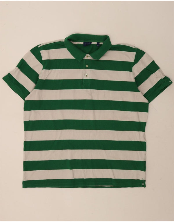 Gant Mens Polo Shirt 3XL Green Striped Cotton