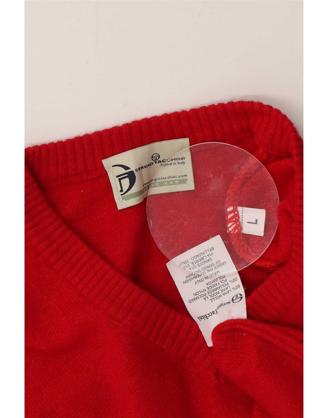 Sergio Tacchini Ανδρικό πουλόβερ με λαιμόκοψη με V λαιμόκοψη μεγάλο κόκκινο μαλλί