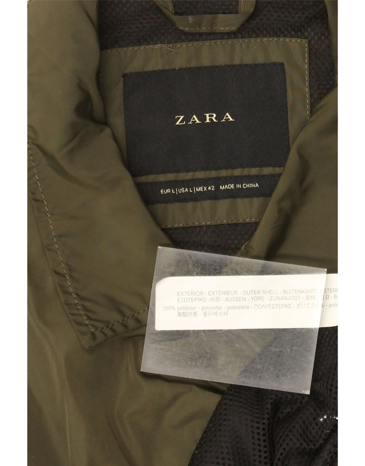 Zara Ανδρικό μπουφάν βροχής UK 40 Large Khaki Polyester