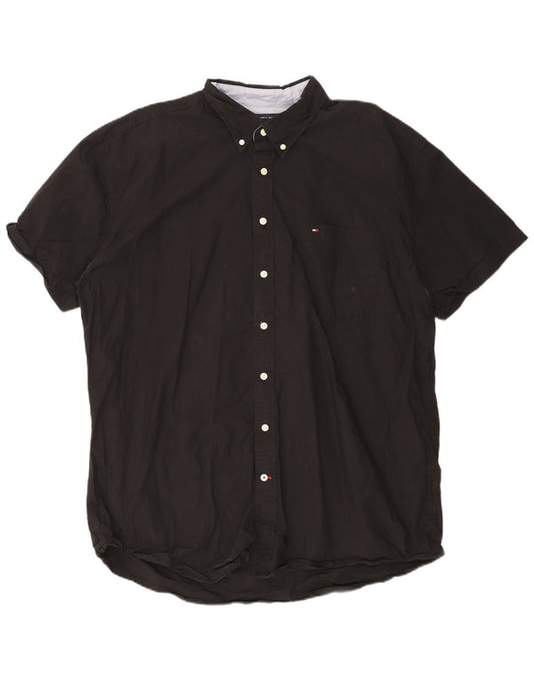 Tommy Hilfiger Ανδρικό κοντομάνικο πουκάμισο Classic Fit 2XL μαύρο βαμβακερό