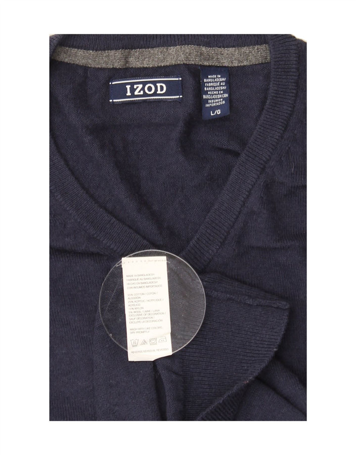 IZOD Mens Vest Tank Top Large Navy Blue Cotton Vintage Izod and Second-Hand Izod from Messina Hembry 