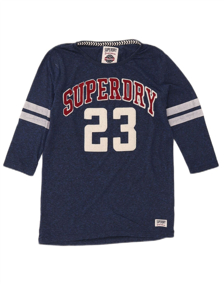 SUPERDRY Γυναικείο τοπ 3/4 μανίκι UK 2 2XS Navy Blue Polyester