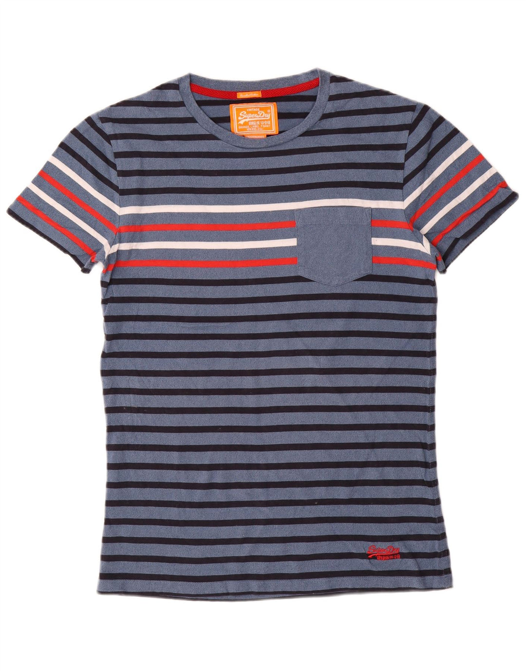 Ανδρικό μπλουζάκι Superdry Top Βαμβακερό μεσαίο μπλε ναυτικό ριγέ
