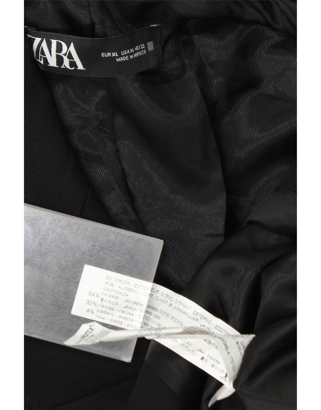 ZARA Γυναικείο μπουφάν blazer διπλό στήθος UK 18 XL μαύρο πολυεστέρα