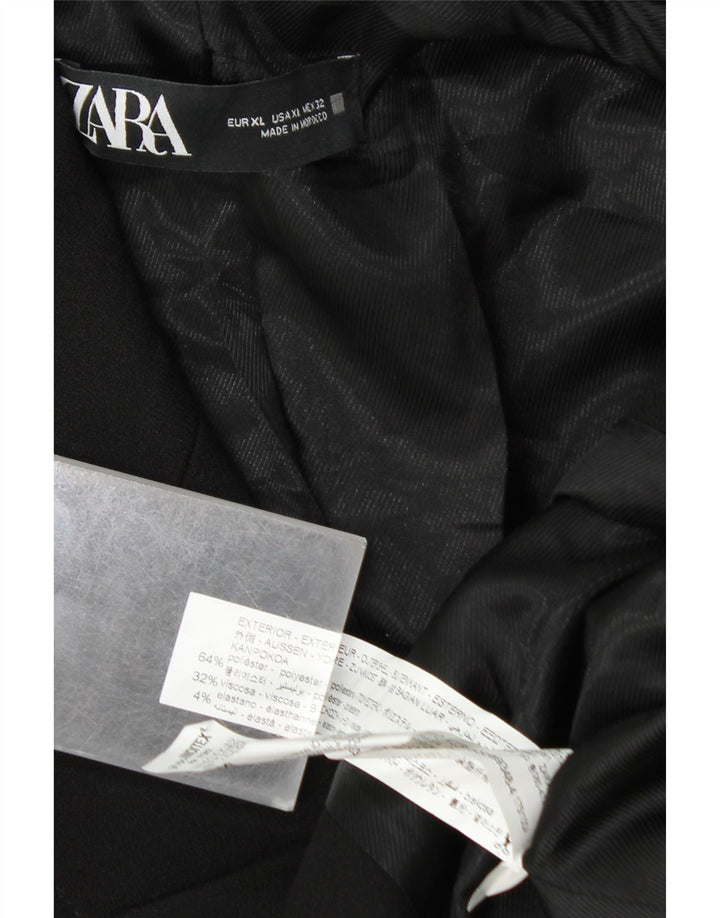 ZARA Γυναικείο μπουφάν blazer διπλό στήθος UK 18 XL μαύρο πολυεστέρα