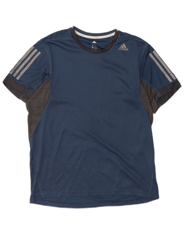 Adidas Ανδρικό T-Shirt Climacool Top Large Navy Blue Pinstripe Polyester