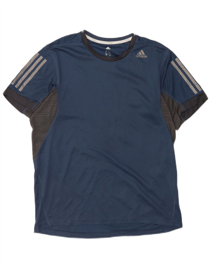 Adidas Ανδρικό T-Shirt Climacool Top Large Navy Blue Pinstripe Polyester