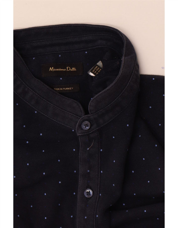 Ανδρικό μπλουζάκι πόλο Massimo Dutti XL Navy Blue Spotted