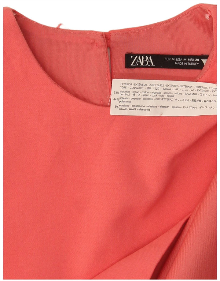 Zara Γυναικείο Αμάνικο Crop Top UK 12 Medium Pink Cotton