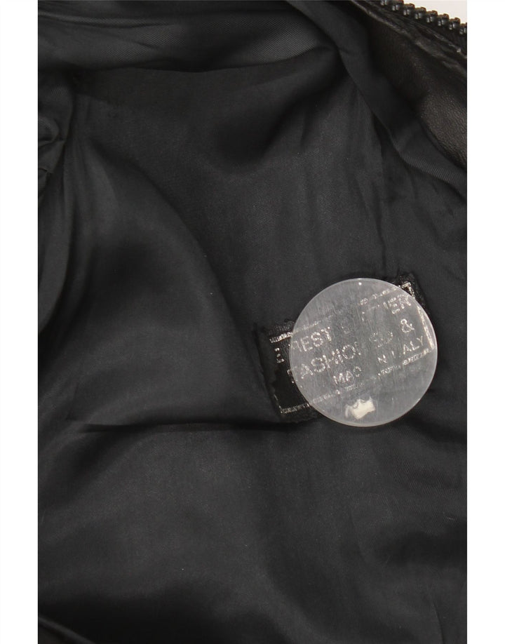 Vintage Γυναικείο Δερμάτινο Μπουφάν UK 18 XL Μαύρο Δερμάτινο