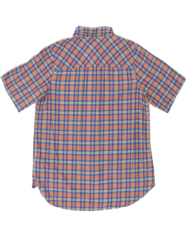 J. CREW Womens Boy Fit Short Sleeve Shirt US 10 Large Blue Check Cotton | Vintage J. Crew | Thrift | Second-Hand J. Crew | Used Clothing | Messina Hembry 
