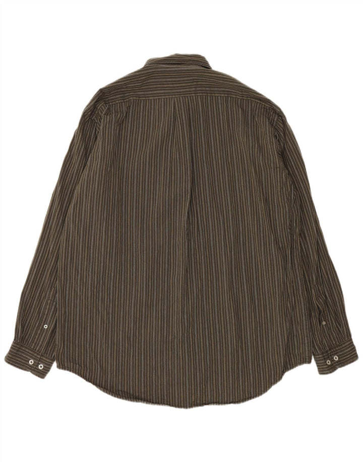 Ανδρικό πουκάμισο Marlboro Classics 2XL Χακί ριγέ βαμβακερό