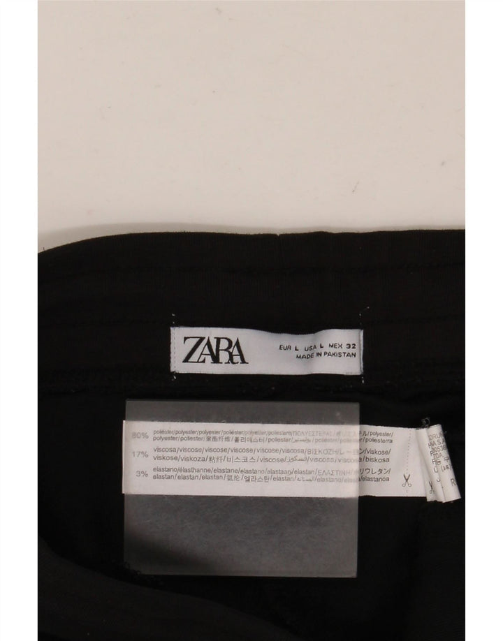 ZARA Γυναικεία αθλητική φόρμα Παντελόνια Joggers UK 14 Large Black Polyester