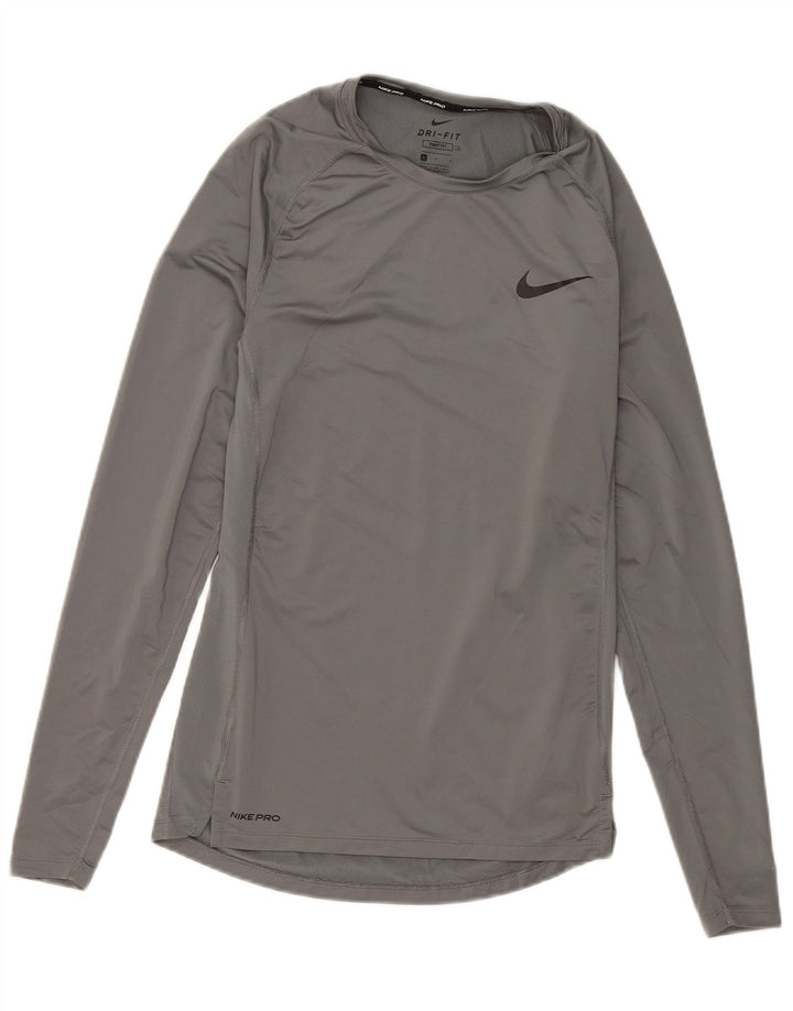 Μακρυμάνικο ανδρικό μπλουζάκι Nike με μεγάλο γκρι πολυεστέρα