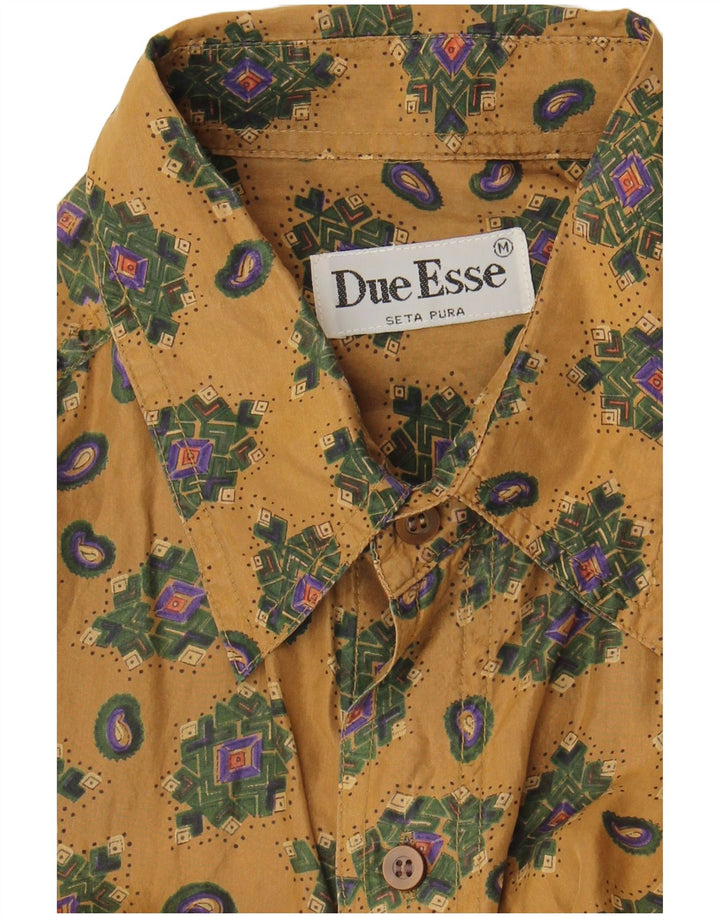 Vintage Ανδρικό κοντομάνικο πουκάμισο Μεσαίο μπεζ γεωμετρικό μετάξι