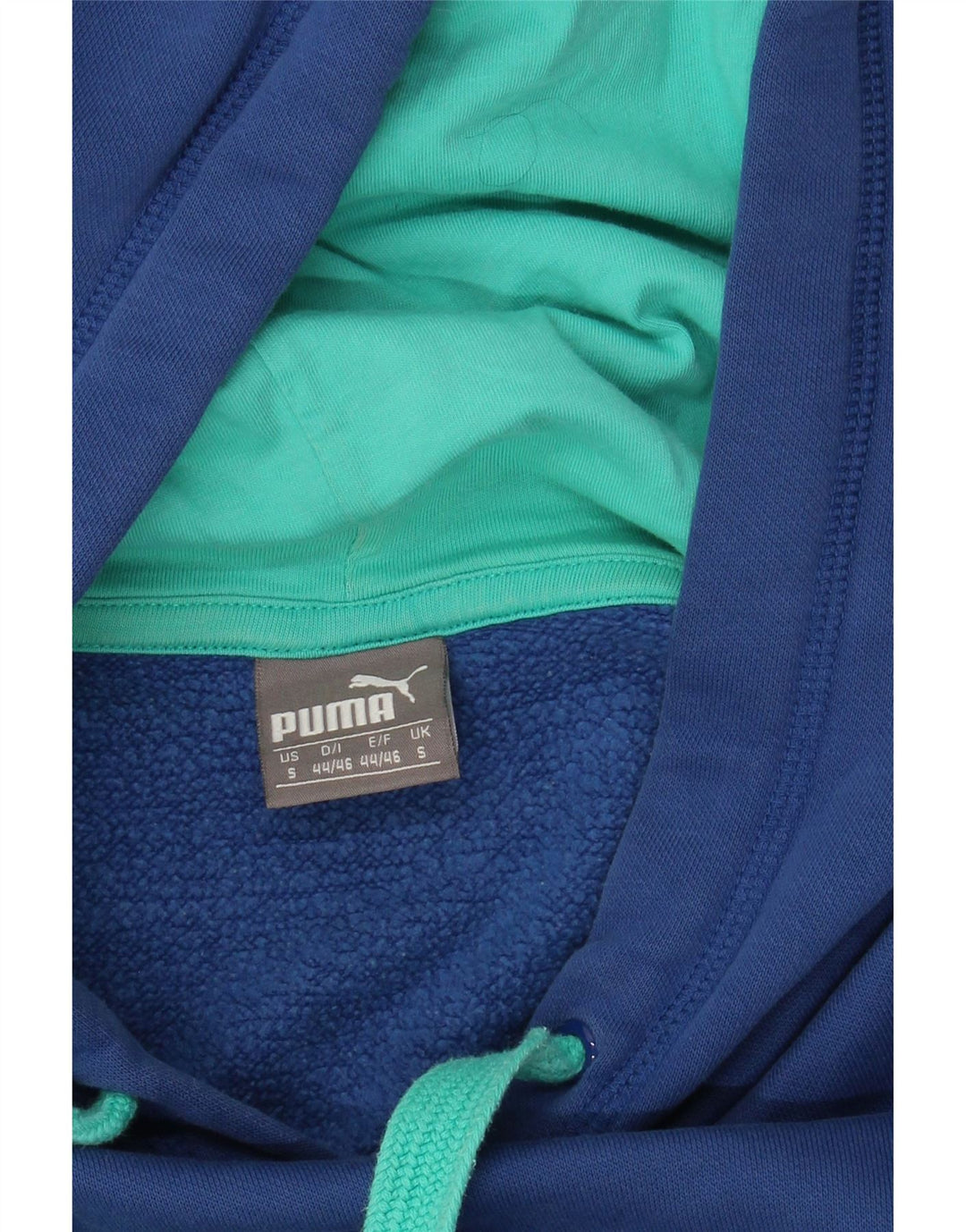 PUMA Mens Graphic Hoodie Jumper Small Blue Cotton Vintage Puma and Second-Hand Puma from Messina Hembry 