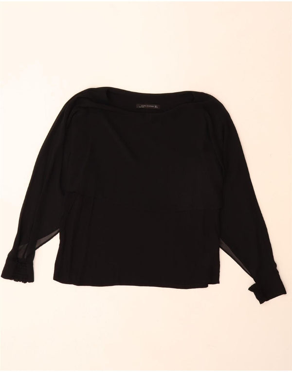 Γυναικεία μακρυμάνικη μπλούζα ZARA τοπ UK 14 Large Black Polyester