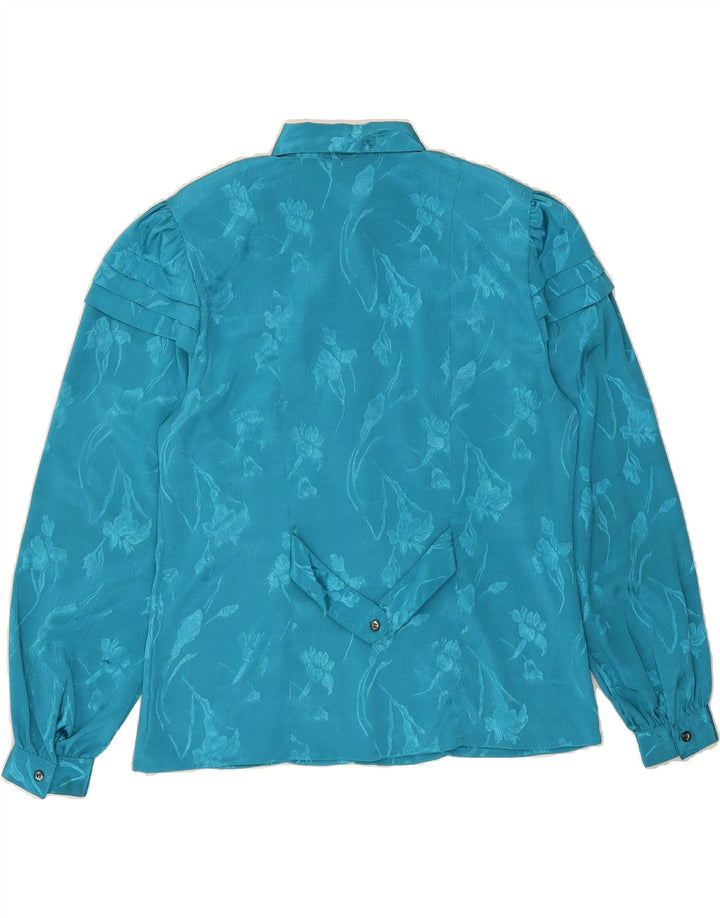GOLDEN GATE Womens Shirt EU 42 Large Blue Floral Polyester Vintage Golden Gate and Second-Hand Golden Gate from Messina Hembry 