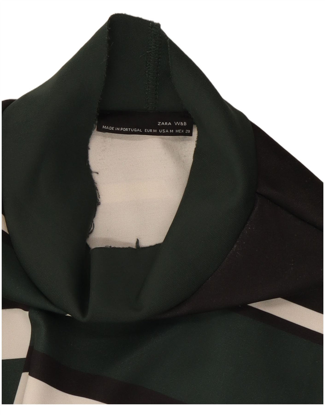 ZARA Γυναικείο Crop Top 3/4 Sleeve UK 12 Medium Green Colourblock