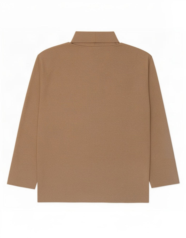 Zara Γυναικείο τοπ μακρυμάνικο UK 14 Medium Beige Πολυεστέρας
