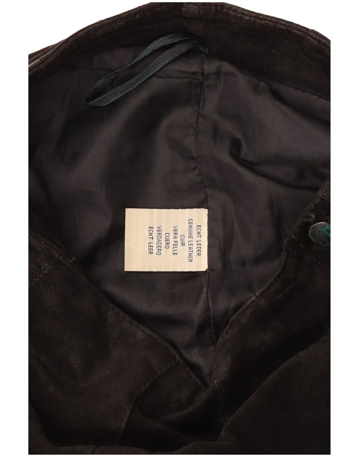 VINTAGE Γυναικείο Μποτάκι Suede Παντελόνι W28 L31 Μαύρο Δερμάτινο