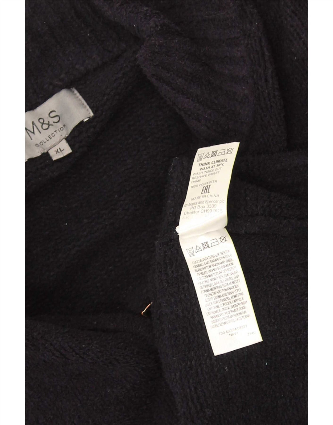 Ανδρικό πουλόβερ με ζακέτα Marks & Spencer XL Navy Blue Polyester