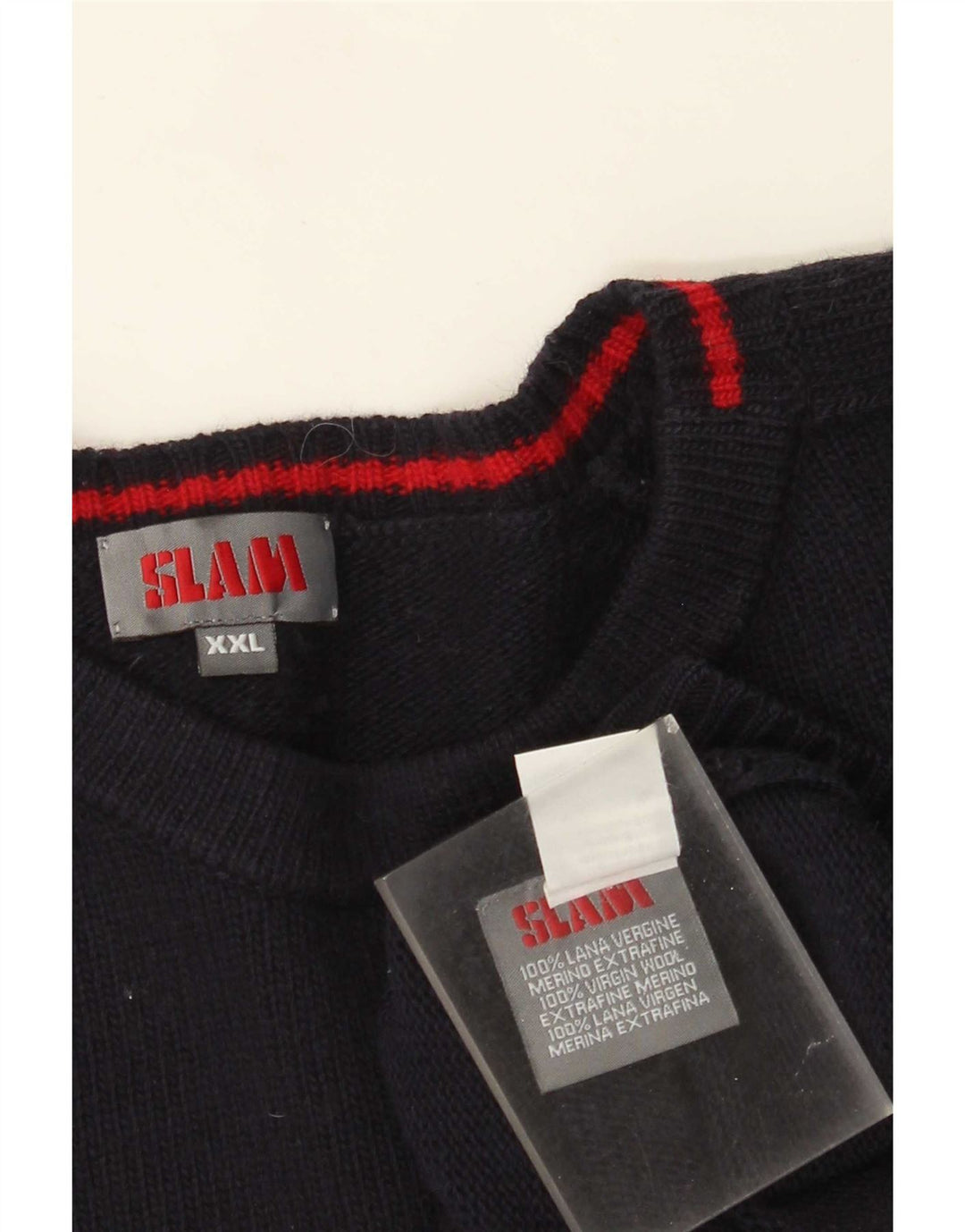 Slam Ανδρικό πουλόβερ με λαιμόκοψη 2XL Μαλλί Navy Blue