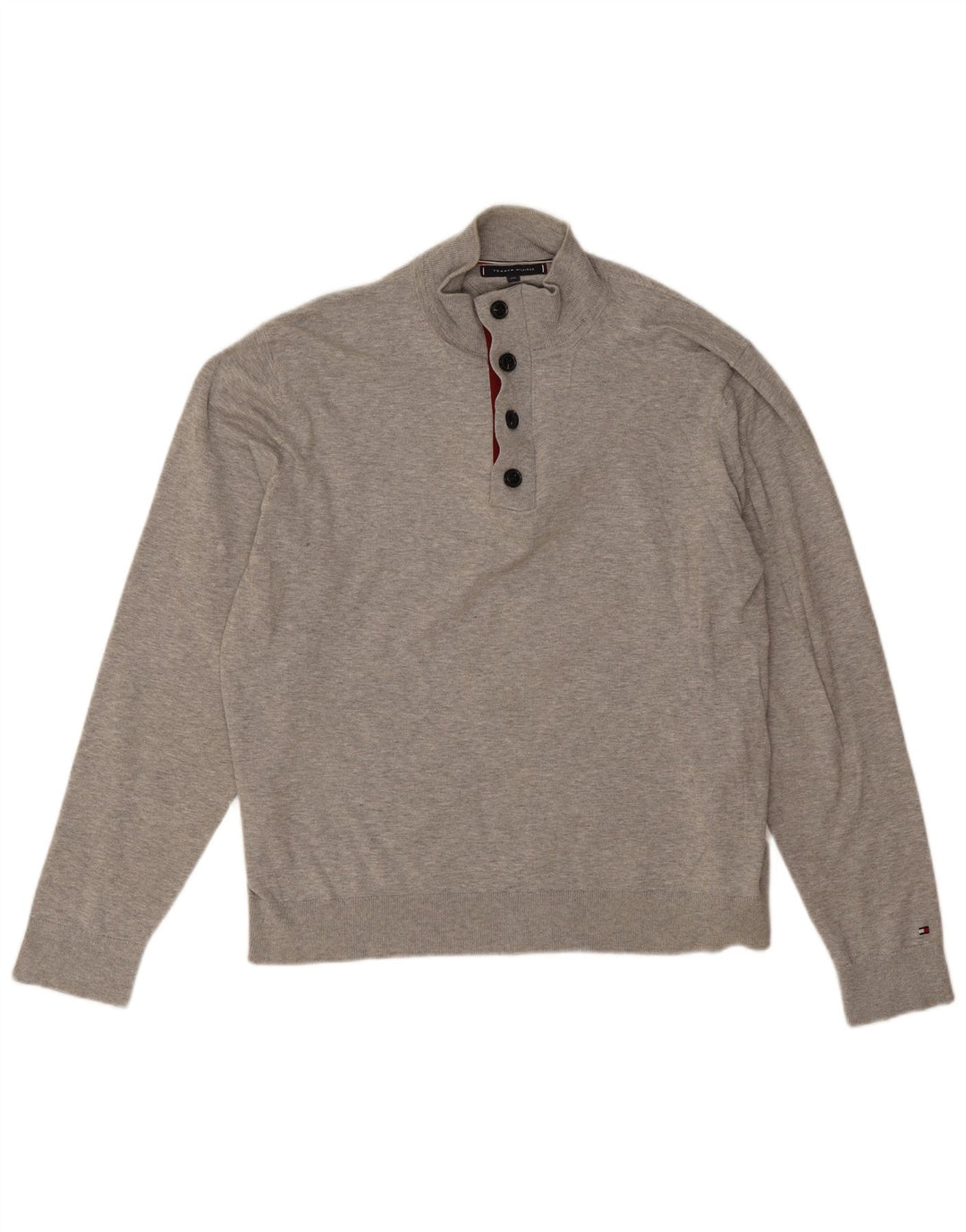 Tommy Hilfiger Ανδρικό πουλόβερ με λαιμό 2XL γκρι βαμβακερό