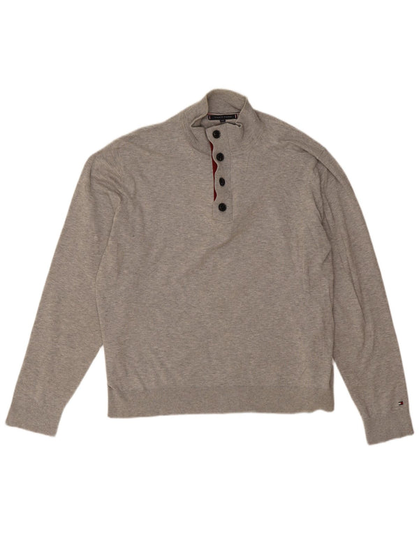 Tommy Hilfiger Ανδρικό πουλόβερ με λαιμό 2XL γκρι βαμβακερό
