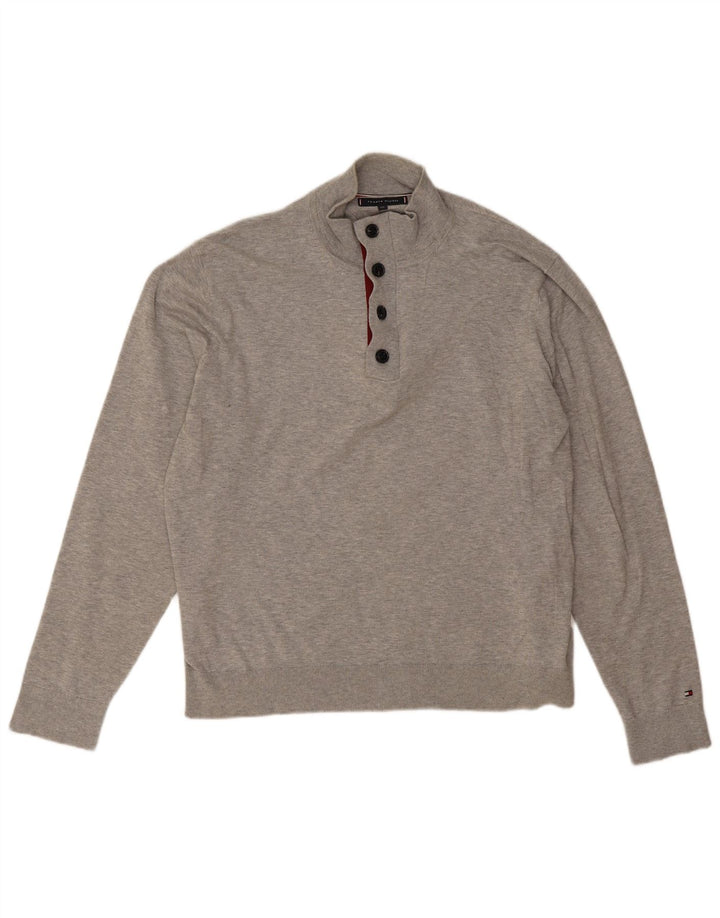 Tommy Hilfiger Ανδρικό πουλόβερ με λαιμό 2XL γκρι βαμβακερό