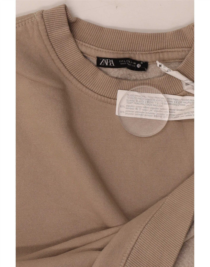 Zara Γυναικείο Φούτερ Jumper UK 14 Μεγάλο Καφέ Βαμβακερό