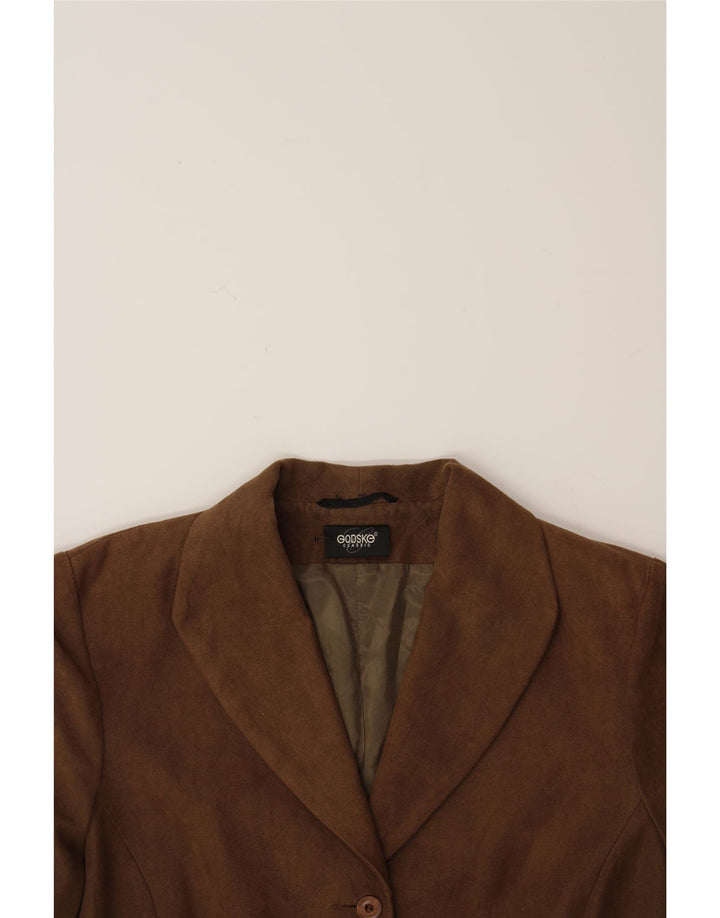GODSKE Womens 4 Button Blazer Jacket UK 16 Large Brown Polyester Vintage Godske and Second-Hand Godske from Messina Hembry 