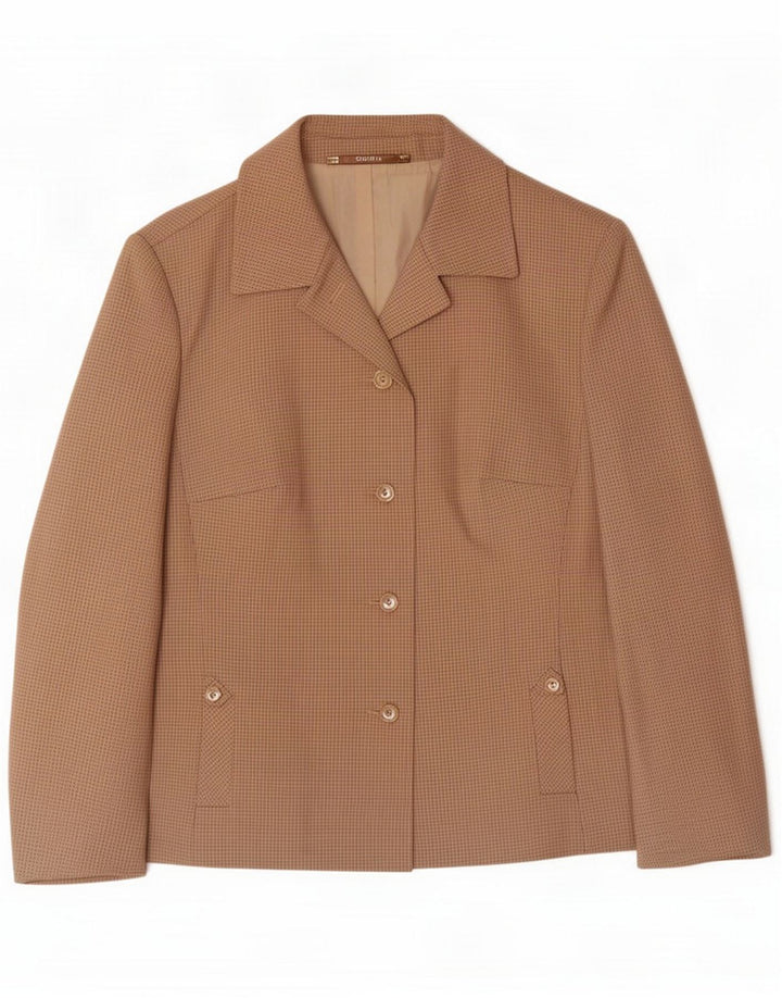 Goldix Womens 4 Button Blazer Jacket UK 14 Medium Brown