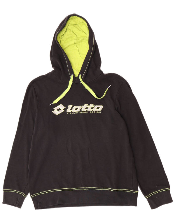 Lotto Mens Graphic Hoodie Jumper UK 40/42 Μεγάλο μαύρο ριγέ βαμβακερό