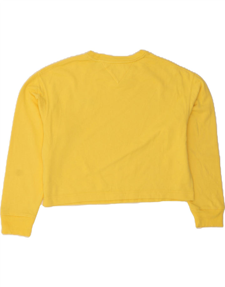 TOMMY HILFIGER Womens Crop Oversized Sweatshirt Jumper UK 10 Small Yellow Vintage Tommy Hilfiger and Second-Hand Tommy Hilfiger from Messina Hembry 