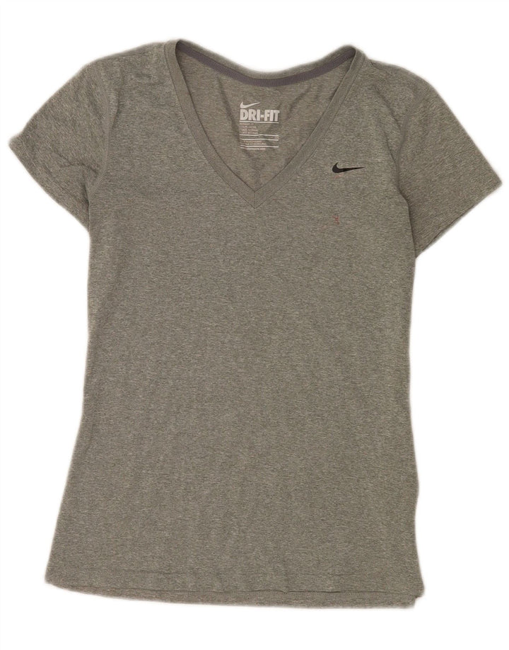Γυναικείο T-Shirt Nike τοπ UK 10 Small Grey Flecked Polyester