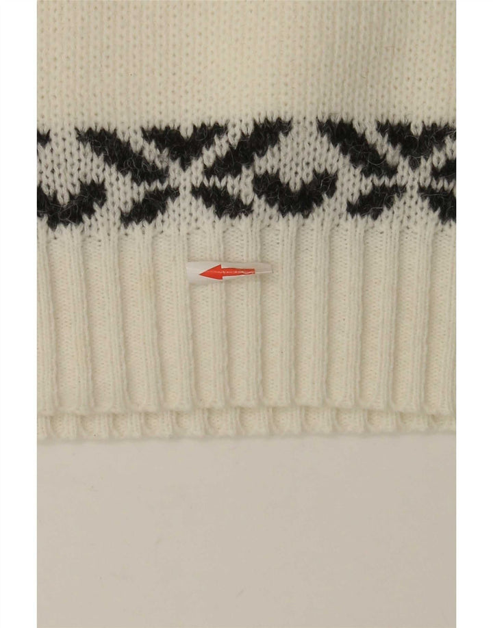 Vintage ανδρικό πουλόβερ με λαιμόκοψη Medium White Fair Isle