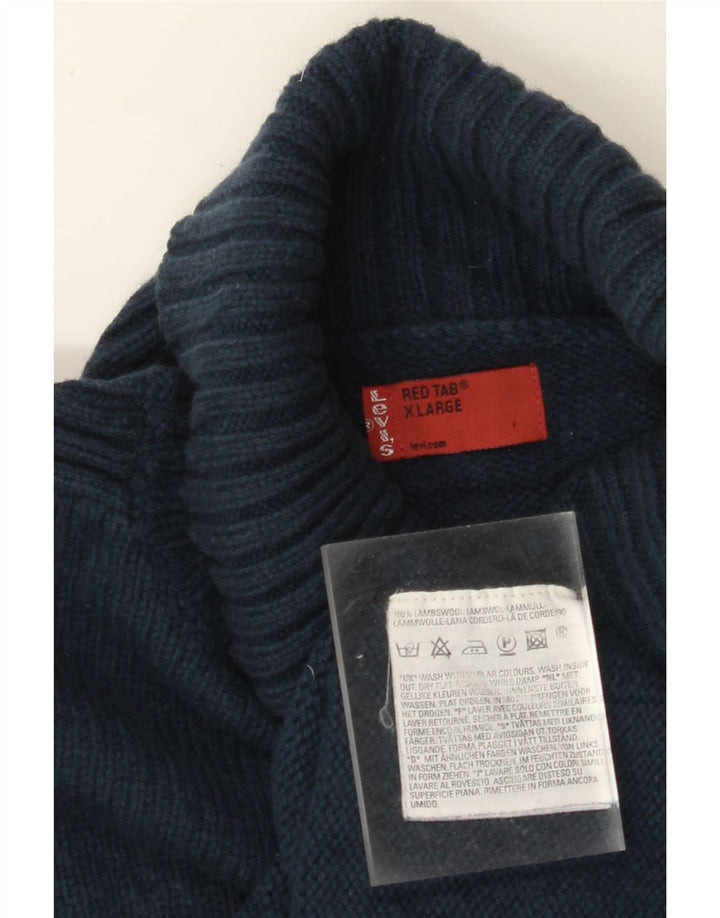 LEVI'S Γυναικείο πουλόβερ με ρολό λαιμόκοψη UK 18 XL Navy Blue Lambswool