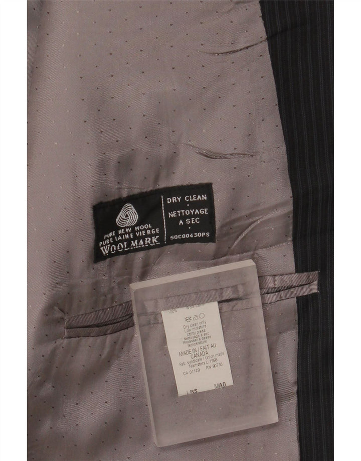 Calvin Klein Ανδρικό Longline Blazer Jacket UK 44 2XL Black Pinstripe New Wool