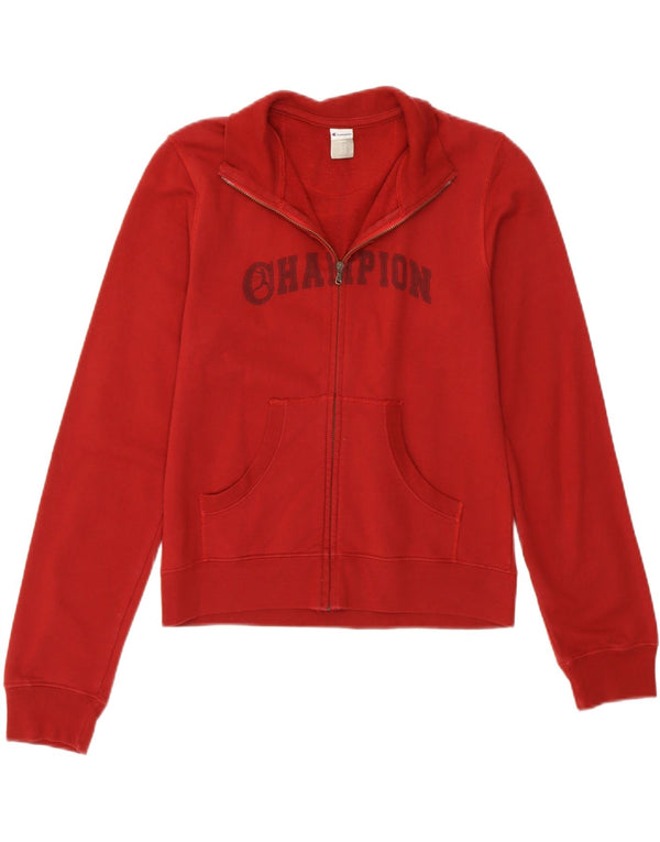 CHAMPION Womens Crop Graphic Tracksuit Top Jacket UK 10 Small Burgundy