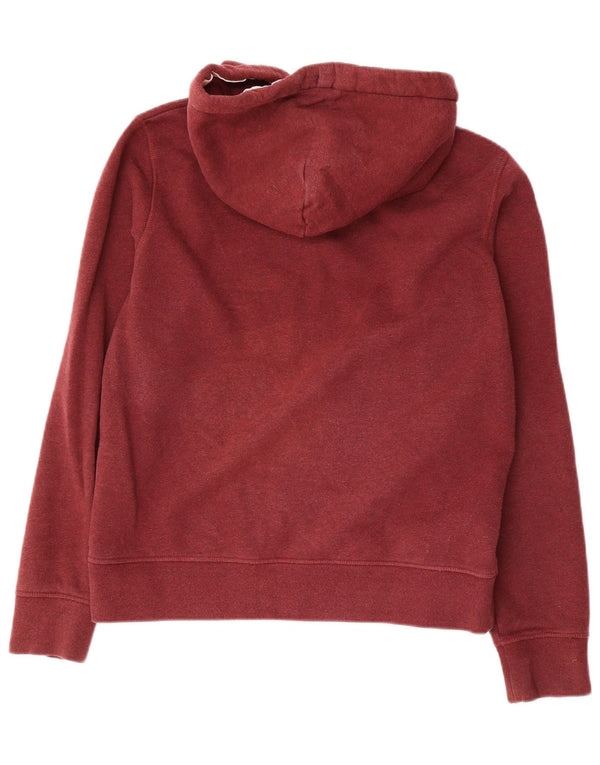 Jack Wills γυναικείο πουλόβερ με κουκούλα με φερμουάρ UK 14 μεγάλο βαμβακερό μπορντό