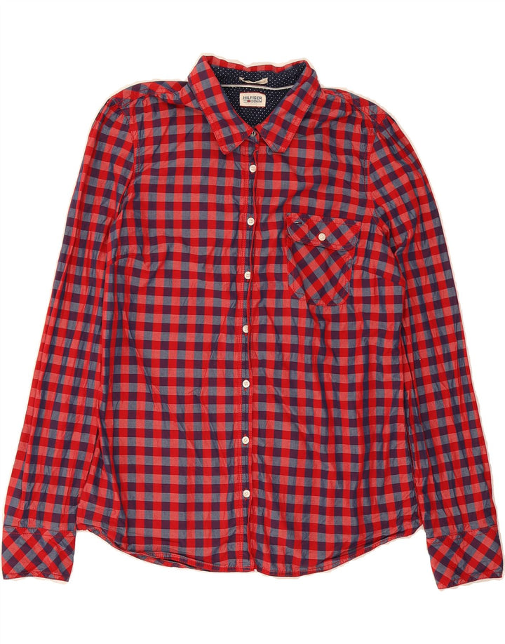 TOMMY HILFIGER Womens Shirt UK 16 Large Red Gingham Cotton Vintage Tommy Hilfiger and Second-Hand Tommy Hilfiger from Messina Hembry 