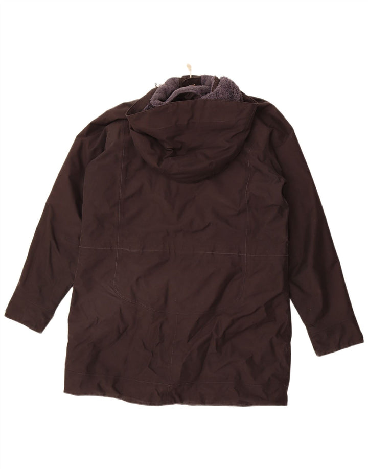 Jack Wolfskin Γυναικείο παλτό με κουκούλα αντιανεμικό UK 16 μεγάλο μαύρο πολυεστέρα