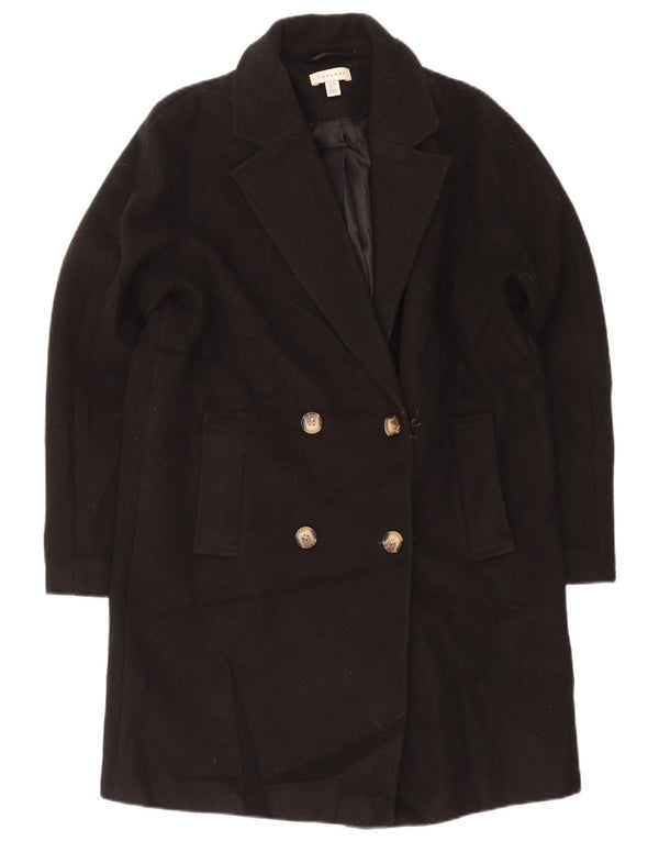 Topshop Γυναικείο παλτό με διπλό στήθος UK 10 Small Black Polyester