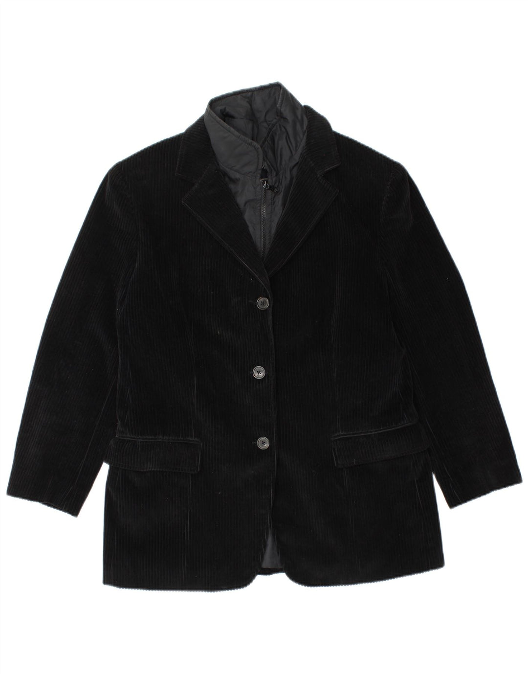 FAY Γυναικείο Μπουφάν 3 κουμπιών κοτλέ Blazer IT 46 μεγάλο μαύρο