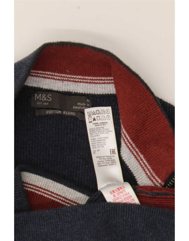 Ανδρικό πουλόβερ ζακέτα Marks & Spencer Medium Navy Blue Polyester