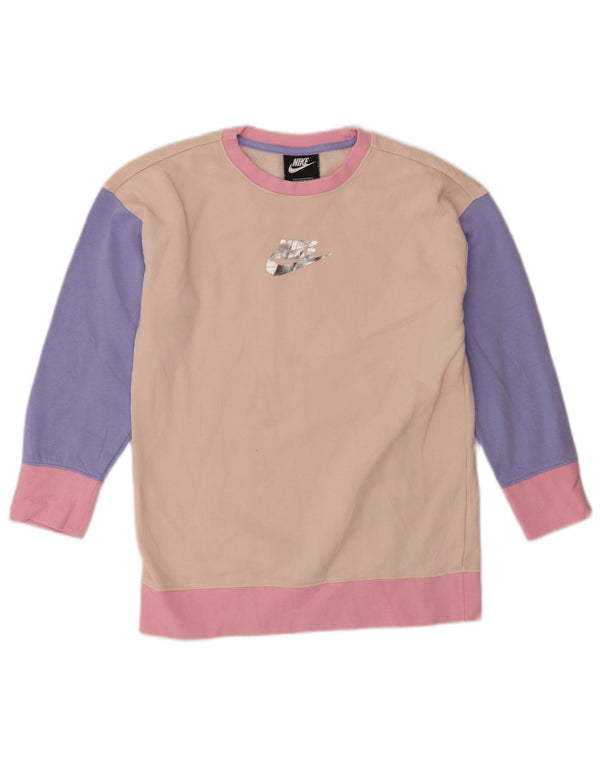 Φούτερ Nike Girls Standard Fit Jumper 8-9 ετών Small Pink Colourblock