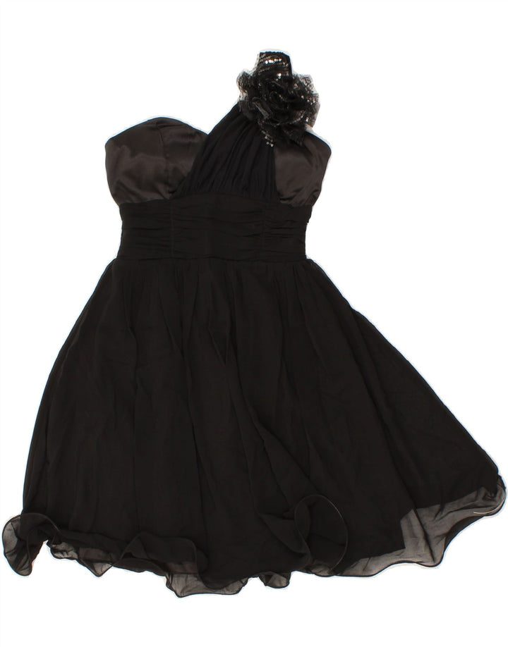 USCO Womens One Shoulder Top UK 8 Small Black Floral Polyester Vintage Usco and Second-Hand Usco from Messina Hembry 