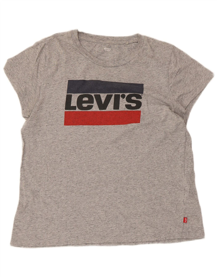 Γυναικείο γραφικό μπλουζάκι LEVI'S Top UK 14 Large Grey Flecked Cotton